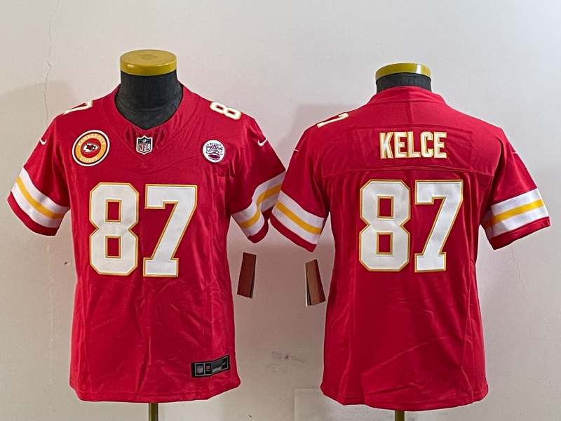Youth 2025 Kansas City Chiefs #87 Kelce red Nike NFL jersey style 4